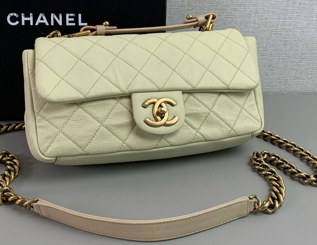 Chanel Classic Flap Ivory white Chain Shoulder bag Women Classic