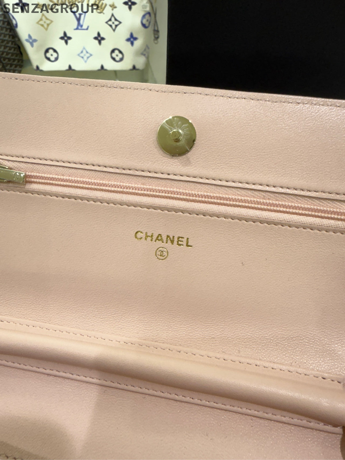 Chanel Black & Pink Quilted Chain WOC Shoulder Crossbody Bag