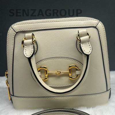 Gucci 1955 White Gold Zipper Top Handle Crossbody Bag Women's Classic