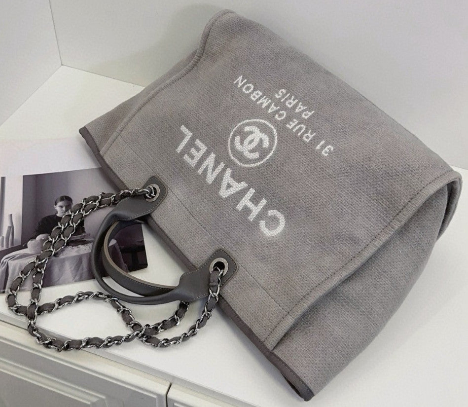 CHANEL Beach Series tote Classic Logo Light gray Shoulder bag Women Summer