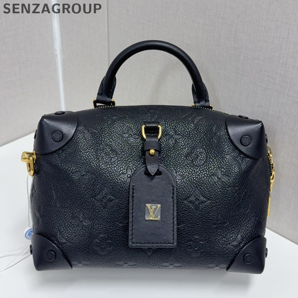 Louis Vuitton Petite Malle Chain Shoulder Bag Black Gold Women's Classic