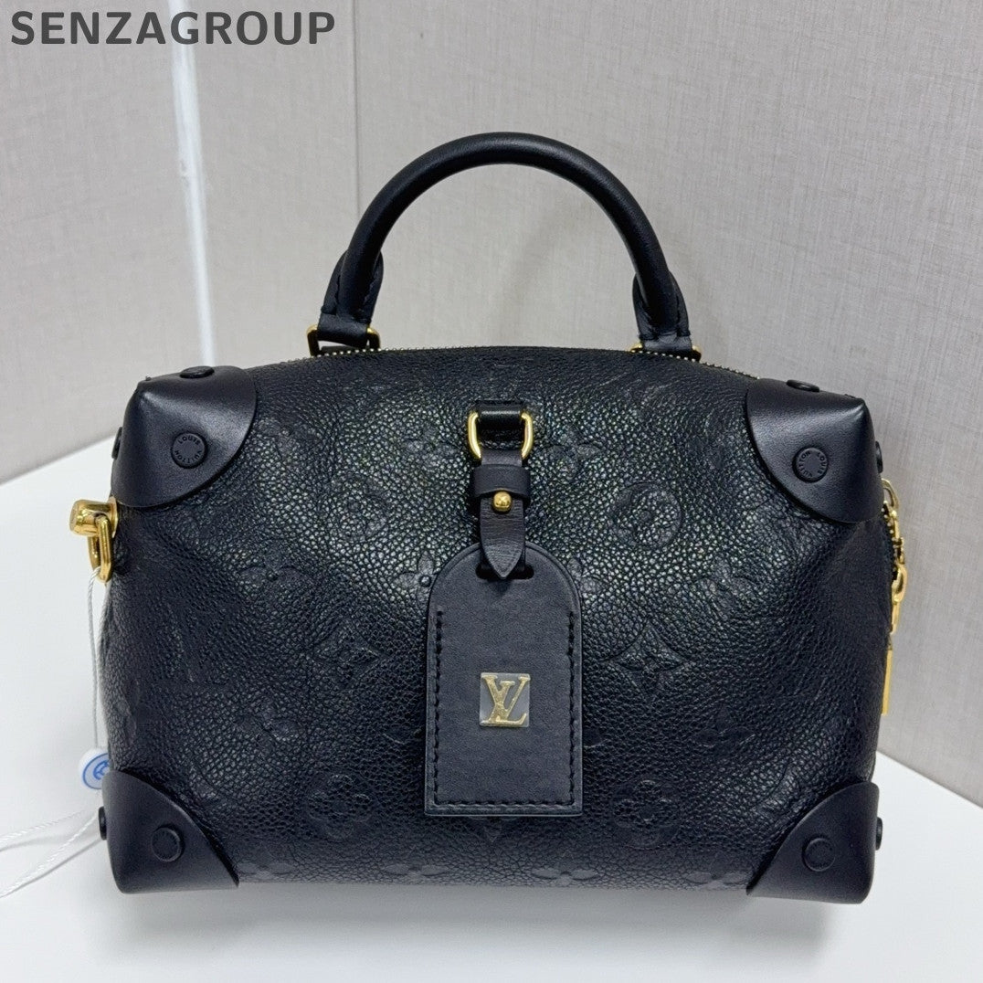 Louis Vuitton Petite Malle Chain Shoulder Bag Black Gold Women's Classic