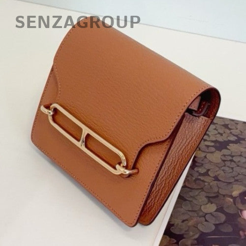 Hermes Roulis Slim 2Way Shoulder Bag Crossbody Brown Gold Women Classic