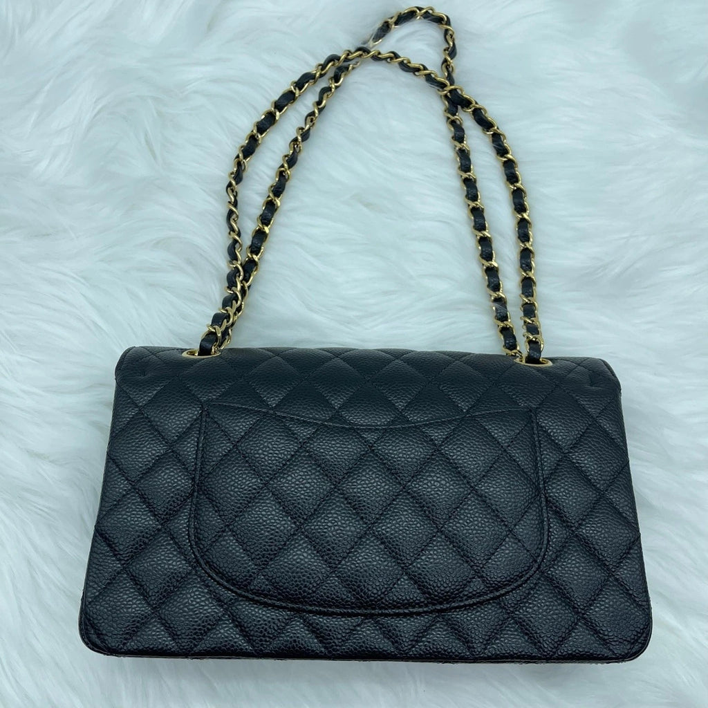 CHANEL Classic CF Black Leather Shoulder Crossbody Bag For Women