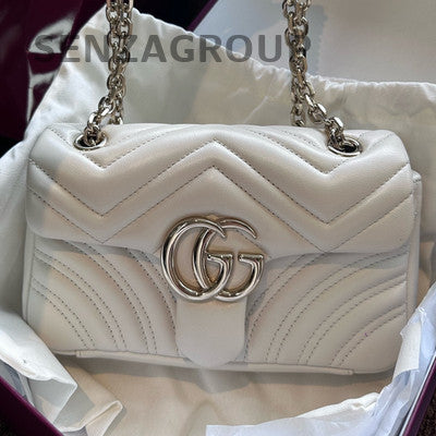 Gucci Marmont Chain Shoulder Crossbody Bag Silver Women's Classic