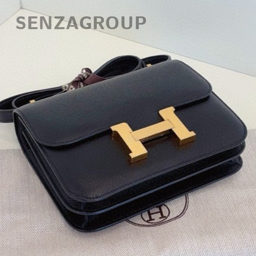 Hermes Constance Mini Black Gold Shoulder Bag Crossbody Women Classic Fashion