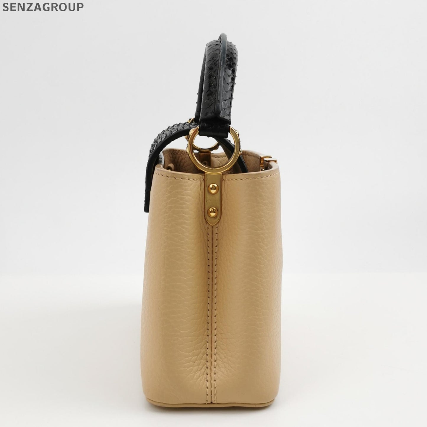 Louis Vuitton Capucines Black & Beige Handbag - Classic Women's Tote