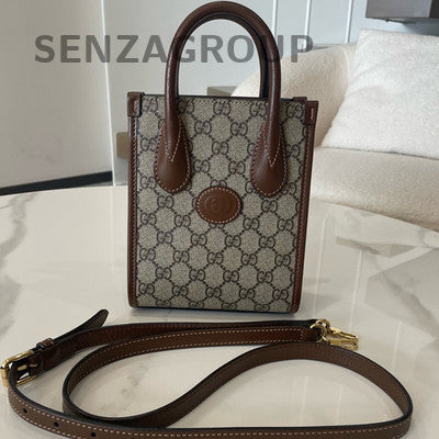 Gucci Retro Classic GG Monogram Brown Shoulder Bag with Gold Hardware