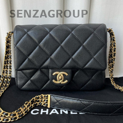 Chanel Black Gold Quilted Triple Chain CF Shoulder Crossbody Bag