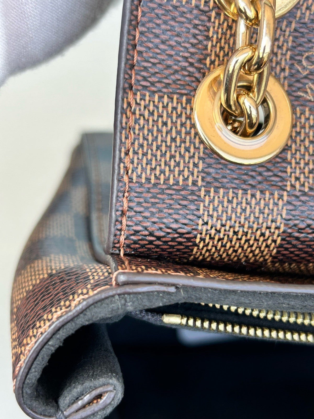 Louis Vuitton Vavin Chain Shoulder Bag Crossbody Brown Damier Ebene Women