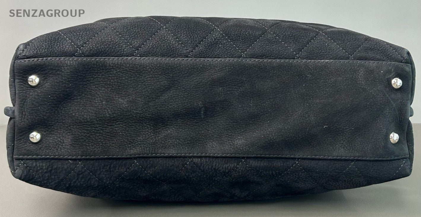 Chanel Suede Leather Chain Shoulder Bag Crossbody Black Silver Women Classic