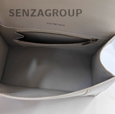 Balenciaga Hourglass Small Silver Leather Shoulder Bag