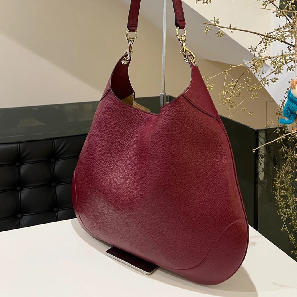 Gucci Body Hobo Shoulder Bag Red Gold Buckle Classic Women's