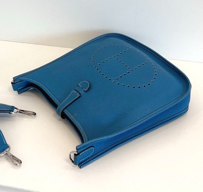 Hermes Evelyne29 Shoulder Bag Crossbody Blue Silver Used Women Classic