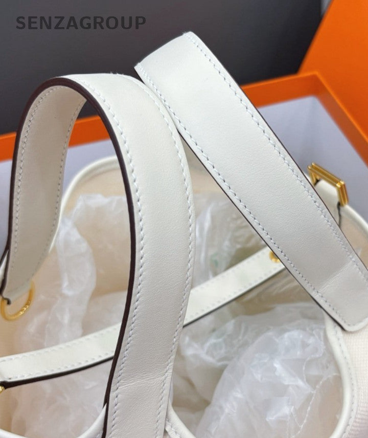 Hermes Cargo Picotin18 Top Handle Bag White Gold Used Women Classic Designer