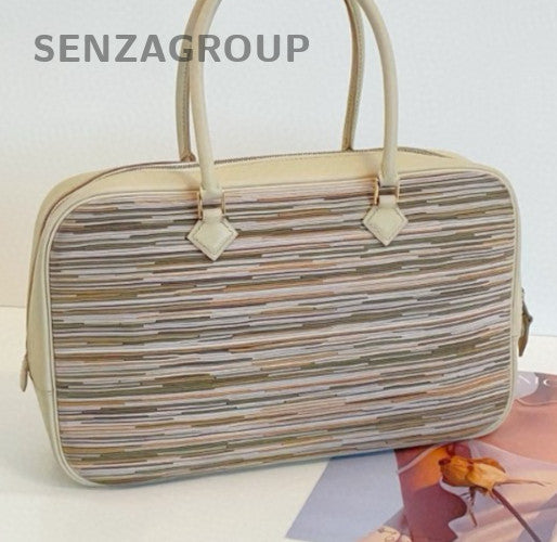 Hermes Plume Beige Top Handle Bag Used Women Classic Designer