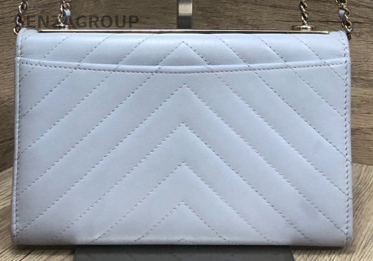 Chanel Trendy CC WOC Chain Shoulder Bag Crossbody Gray Gold Used Women Classic