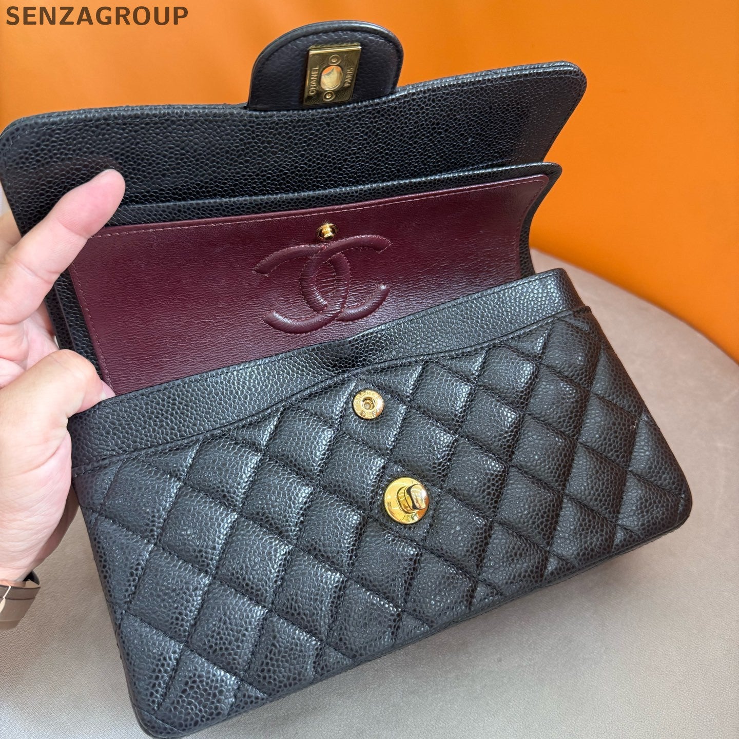 Chanel CF Black Gold Small Quilted Chain Shoulder Crossbody Bag
