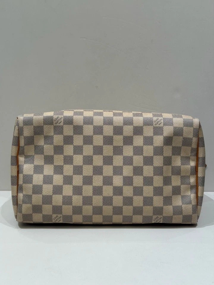 Louis Vuitton Speedy30 White Damier Canvas Top Handle Bag For Women