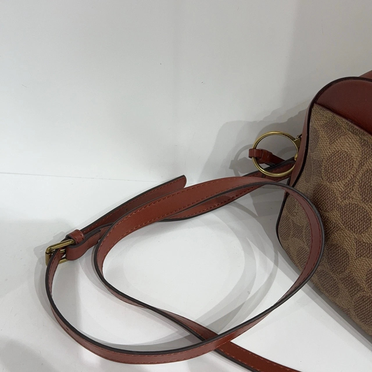 Coach Brown Monogram Canvas Camera Crossbody Shoulder Bag For Women