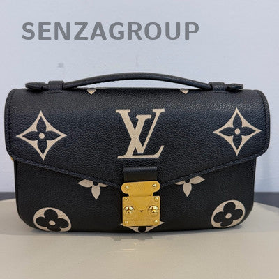 Louis Vuitton Monogram Messenger Bag Black White Chain Strap Women