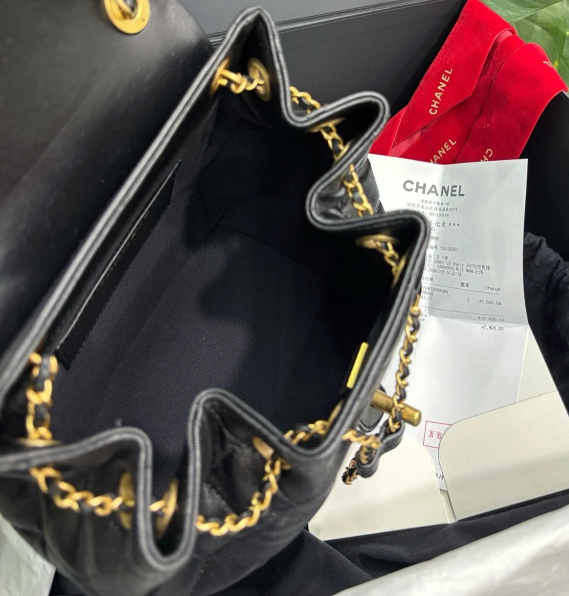 Chanel Lambskin Diamond Chain BackpackGold Hardware Black Women Fashion