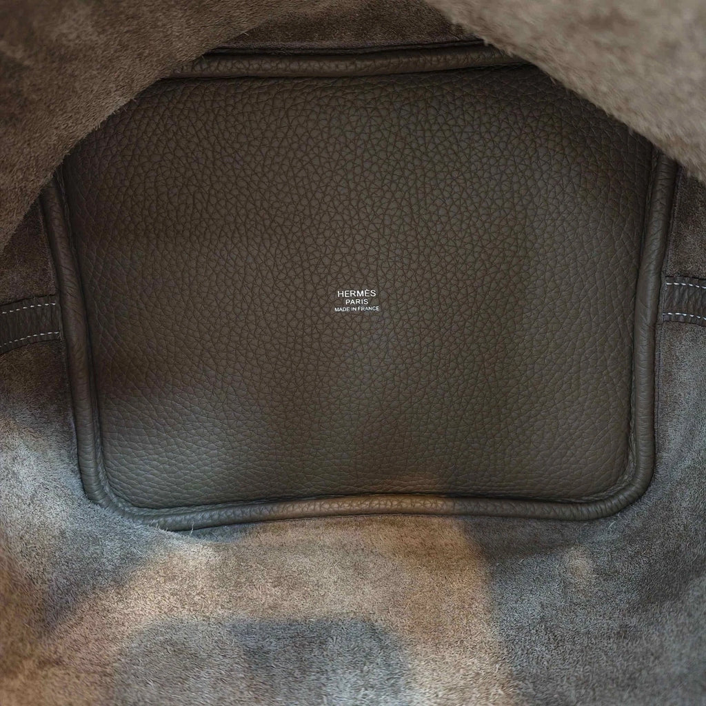 Hermes Picotin22 Top Handle Bag Brown Silver Used Women Classic Fashion