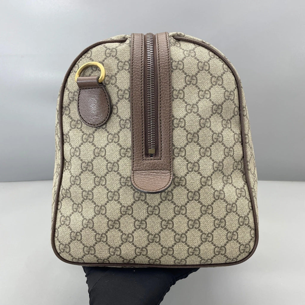 Gucci Large Brown Canvas Boston Top Handle Bag For Women
