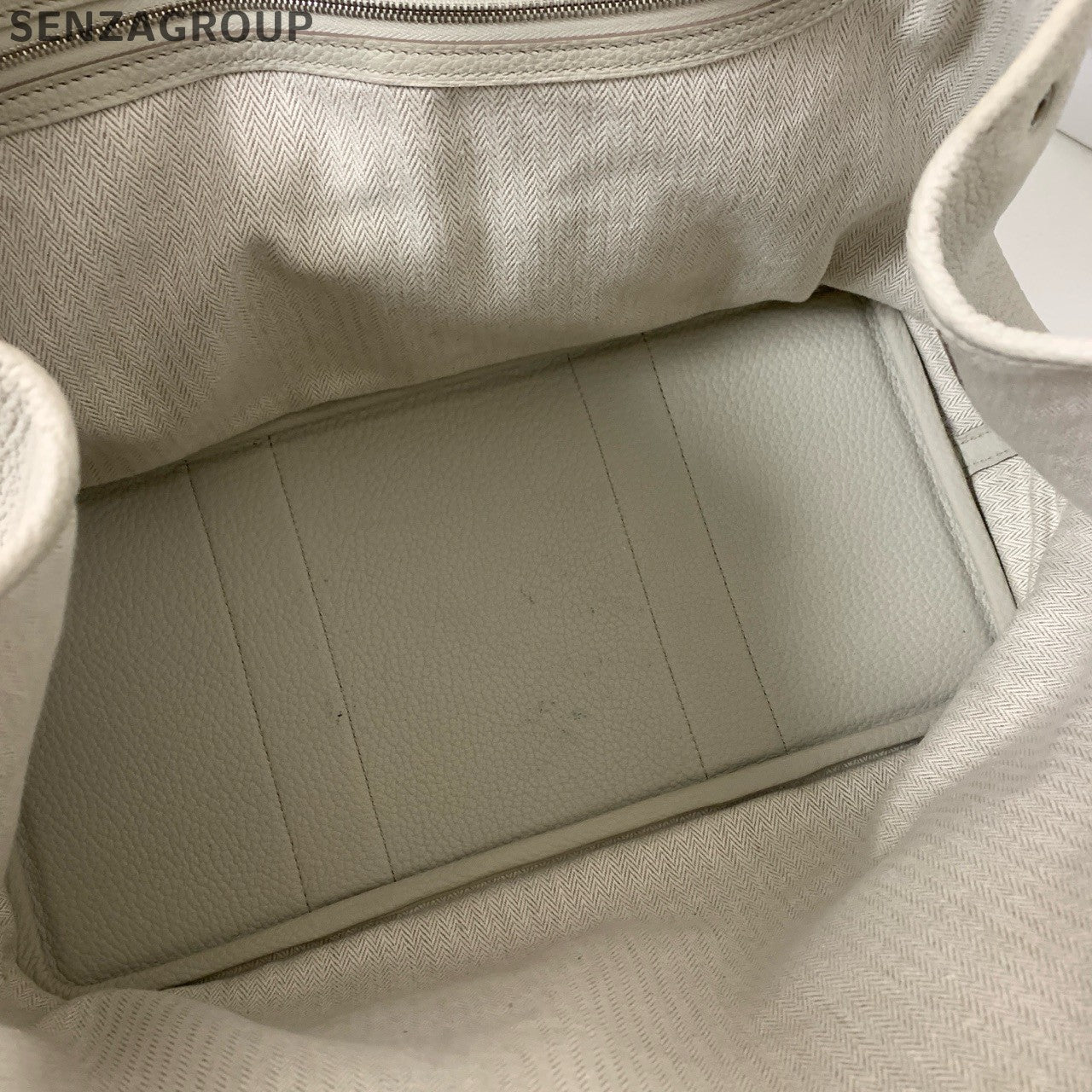 Hermes Garden Party Top Handle Bag White Silver Used Women Classic