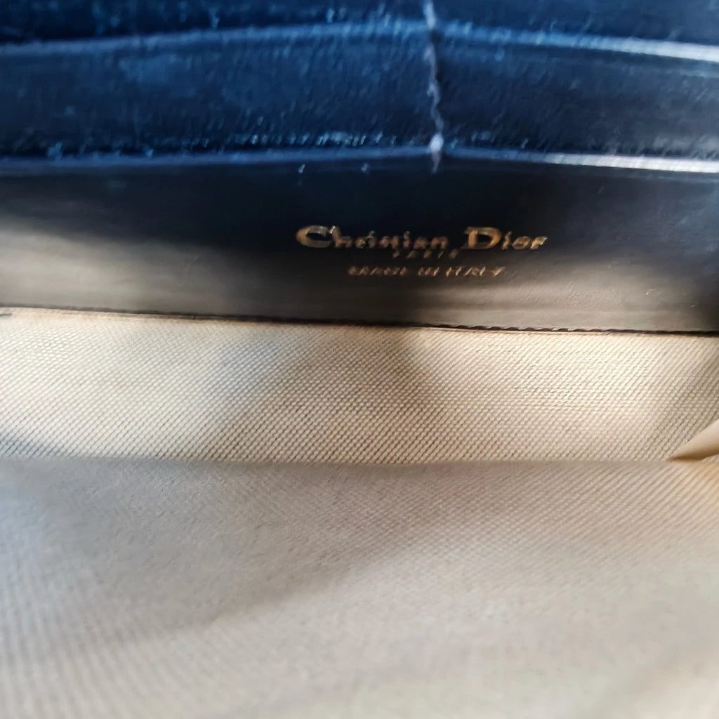 Christian Dior WOC Oblique GM Chain Shoulder Crossbody Blue Gold Women Classic
