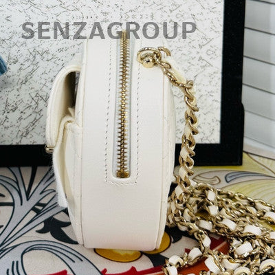 Chanel White Gold Heart Chain Shoulder Crossbody Bag Small Classic Fashion
