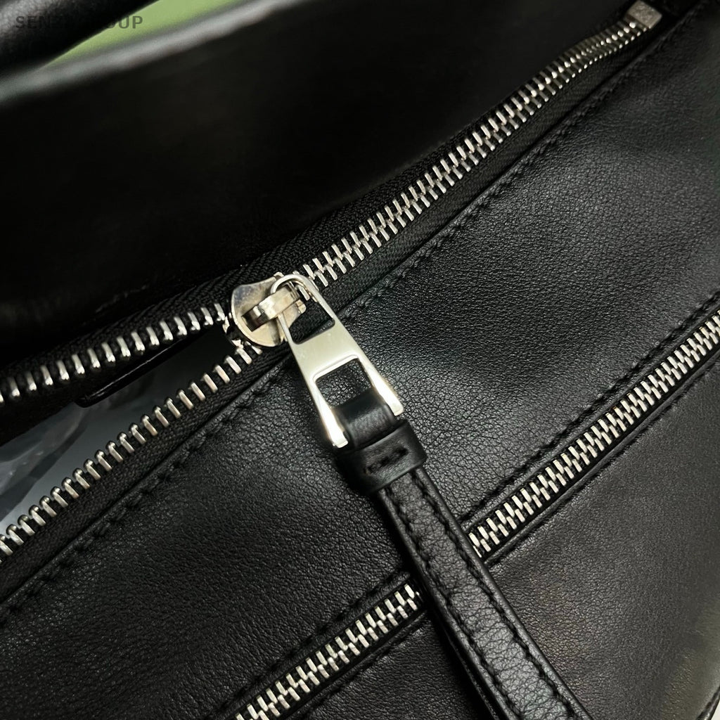 Loewe Puzzle MM Shoulder Bag Crossbody Black Silver Women Classic