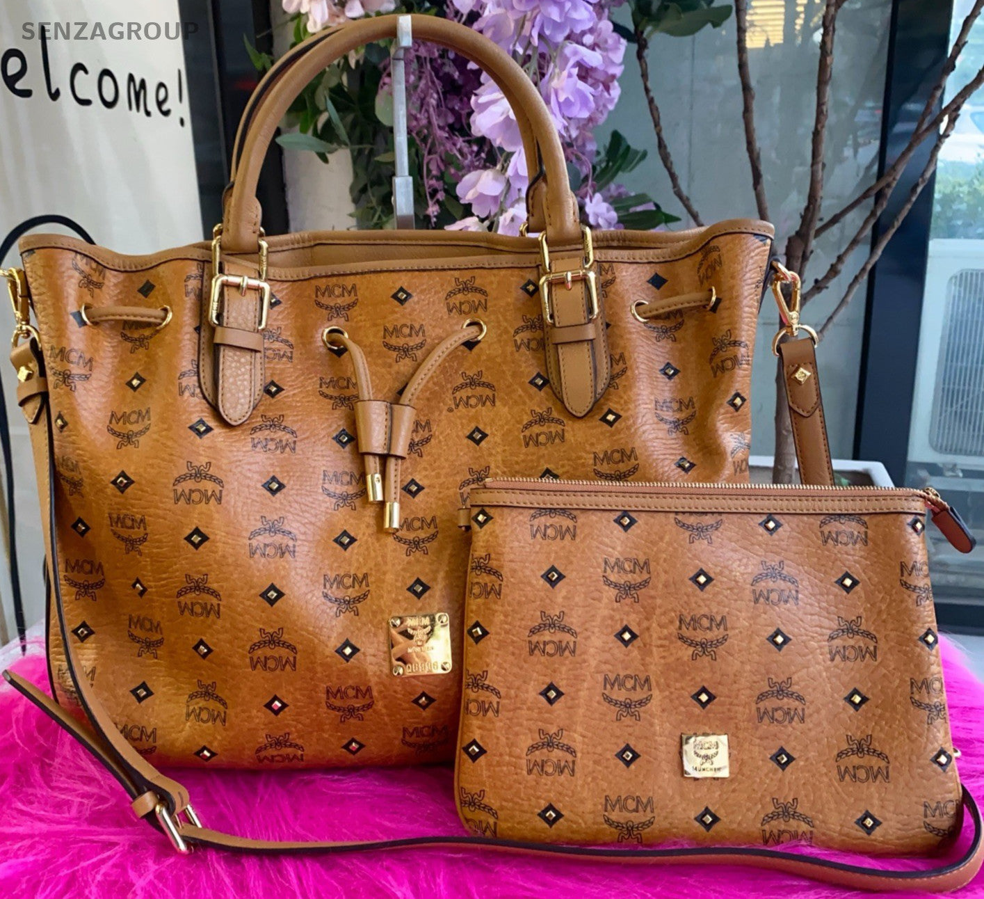 MCM Classic Caramel color Top Handle 2way Shoulder bag Bucket Drawstring Women