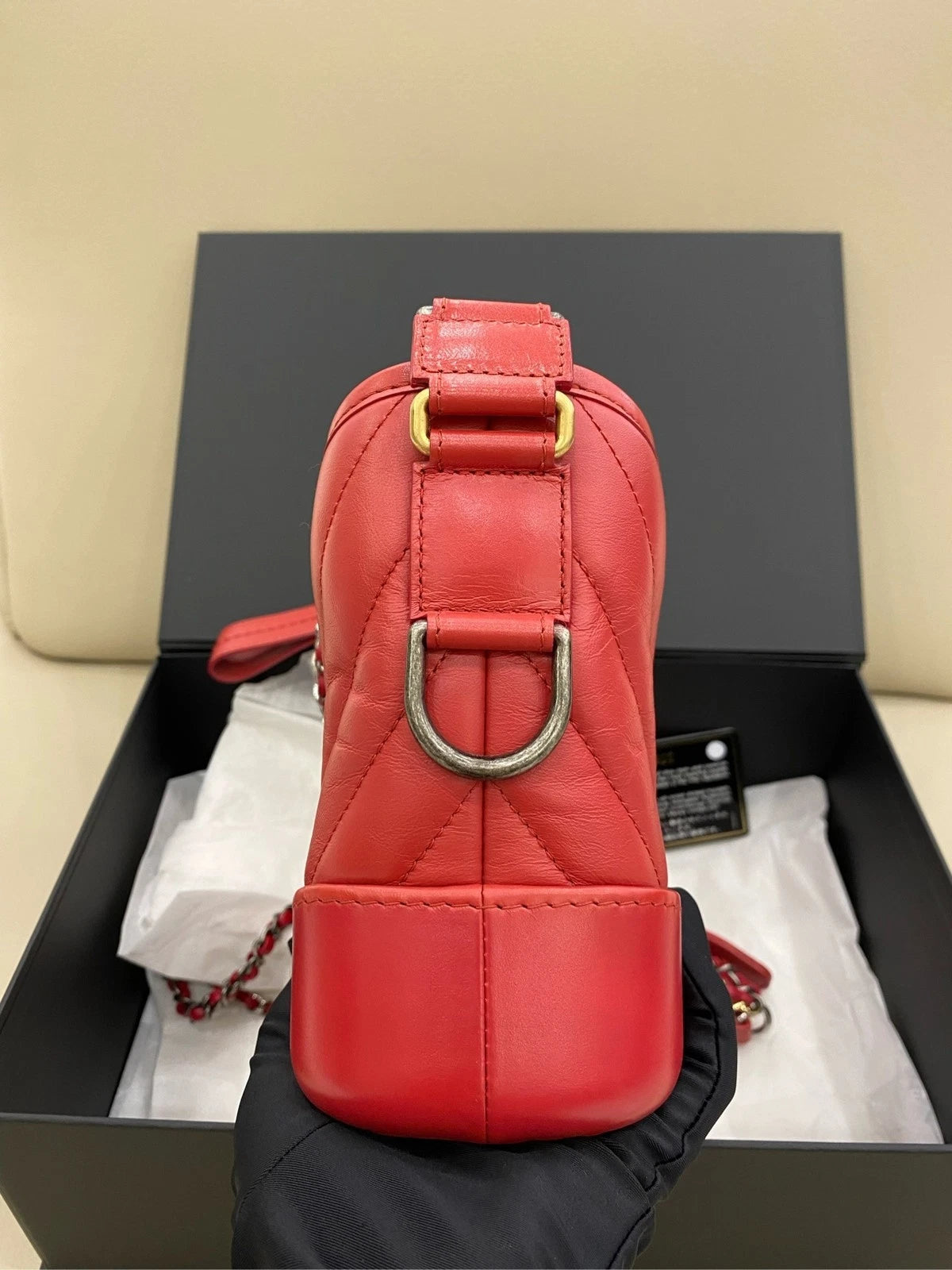 CHANEL Women Small Gabrielle V Pattern Red Crossbody Shoulder Bag