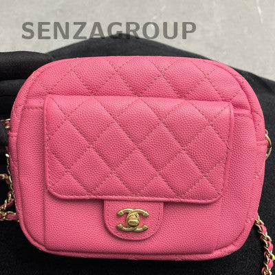 Chanel Camera Bag Pink Gold Hardware Calfskin Chain Shoulder Crossbody