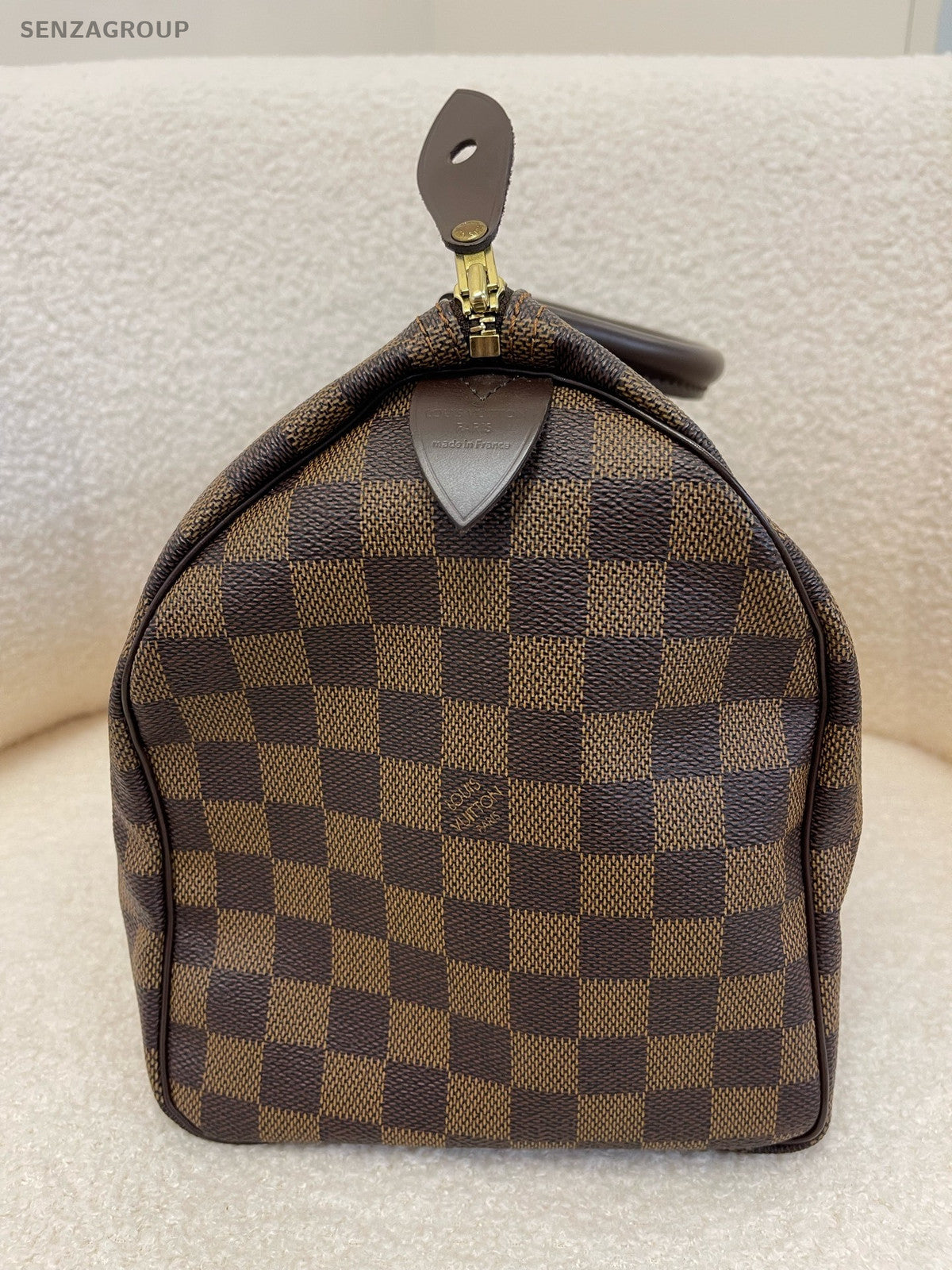 Louis Vuitton Speedy Damier Ebene Handbag Brown Gold Women's Classic