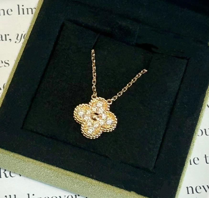 Van Cleef &amp; Arpels Vintage Alhambra Diamonds 18K Yellow Gold Pendant Necklace