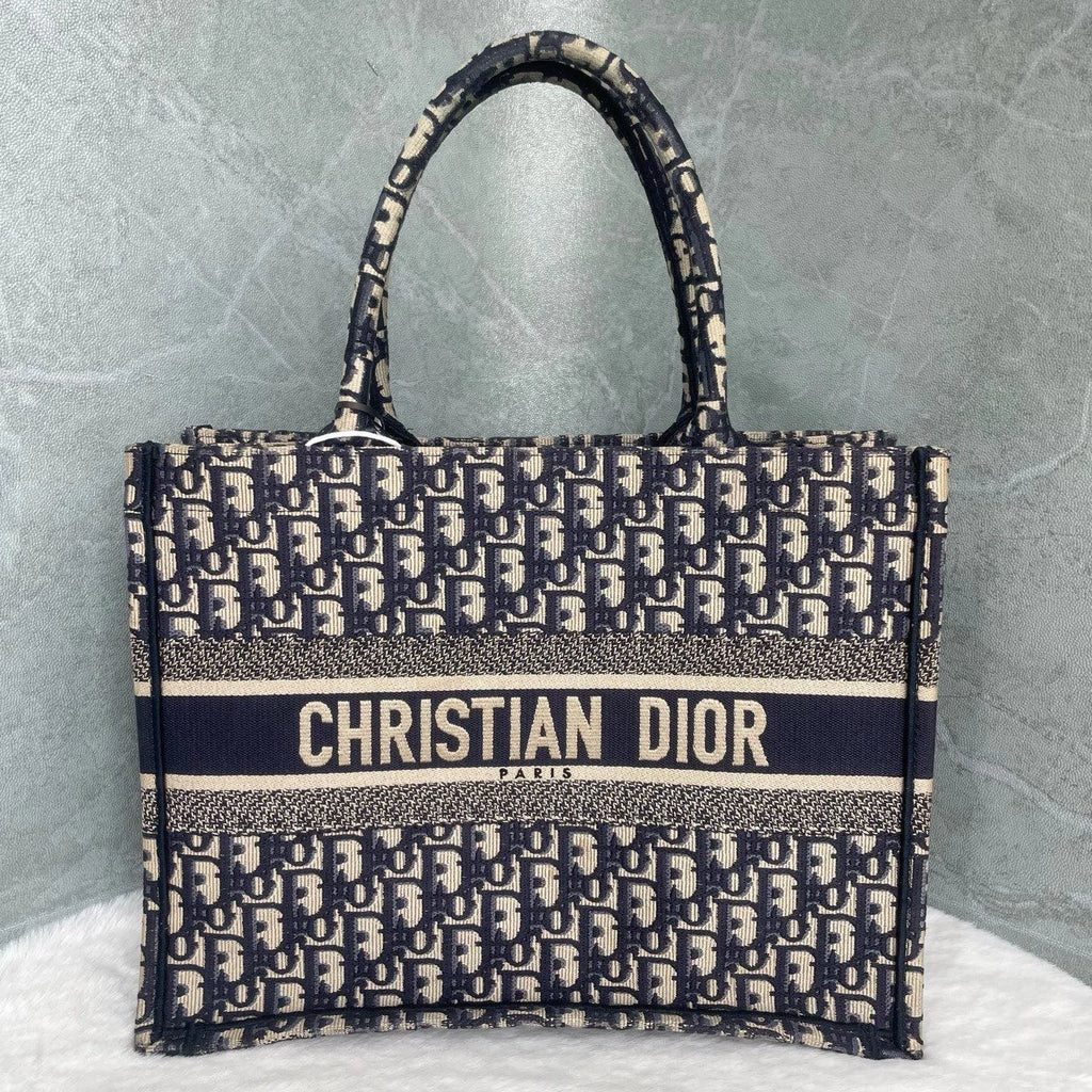 Dior Book Tote Canvas Blue Top Handle Tote Bag Excellent