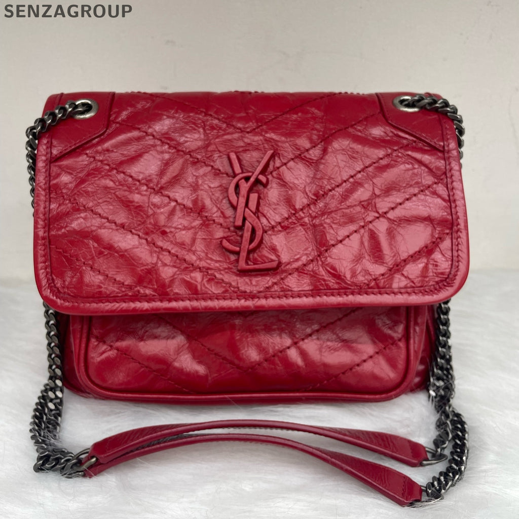 Saint Laurent Red Niki Chain Crossbody Bag Small Classic Women's
