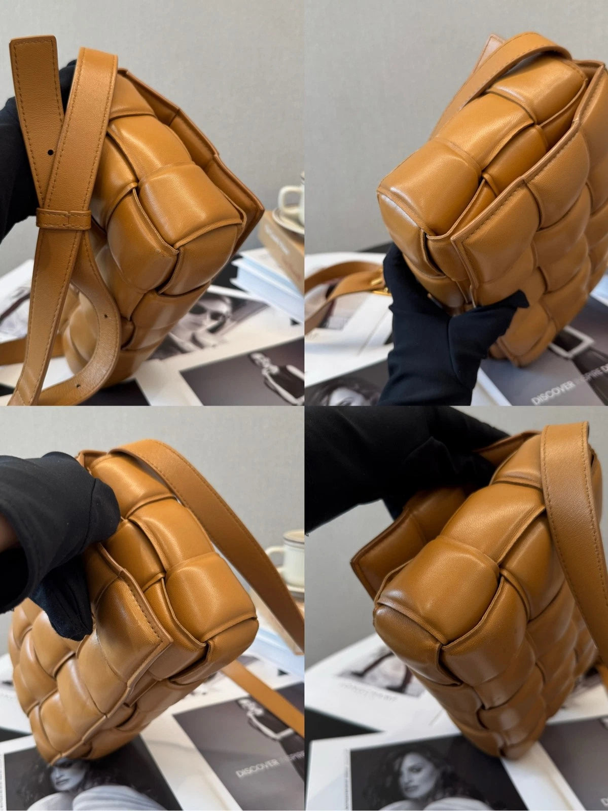 Bottega Veneta Cassette Bag 2Way Shoulder Bag Crossbody Caramal Brown
