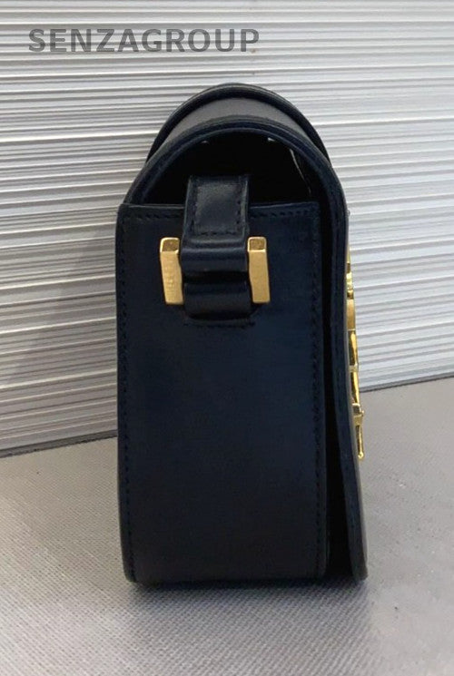 YSL Saint Laurent High School Shoulder bag Black Gold Logo Women
