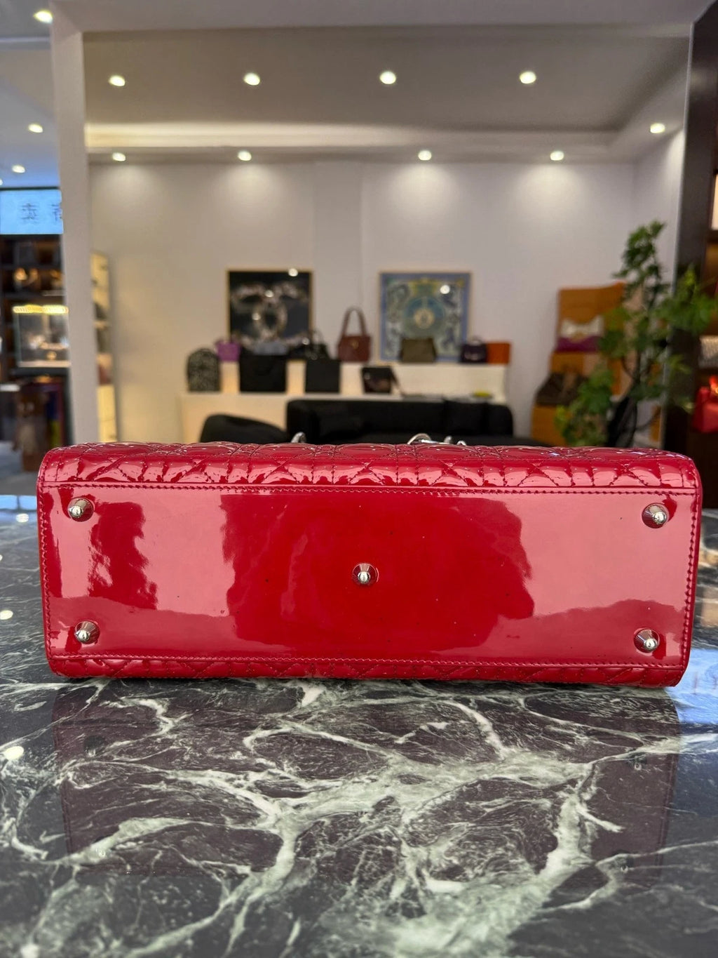 Dior Red Patent Leather 7-grid Lady Dior Handbag For Women