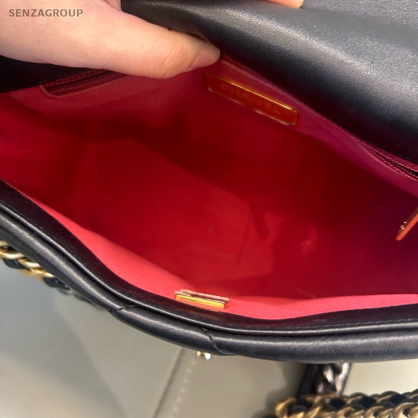 Chanel 19Bag PM Chain Shoulder Bag Black Gold Women Classic Fashion