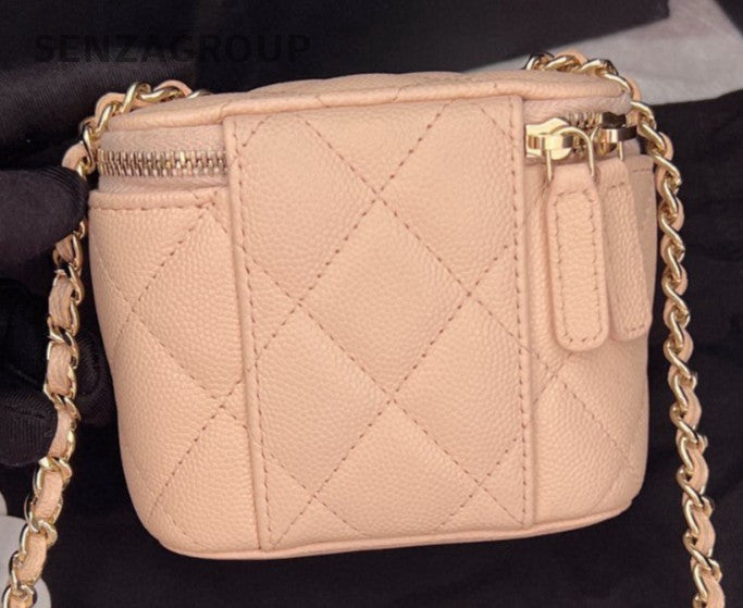 Chanel Diamond Chain Shoulder Bag Crossbody Pink Gold Used Women Classic