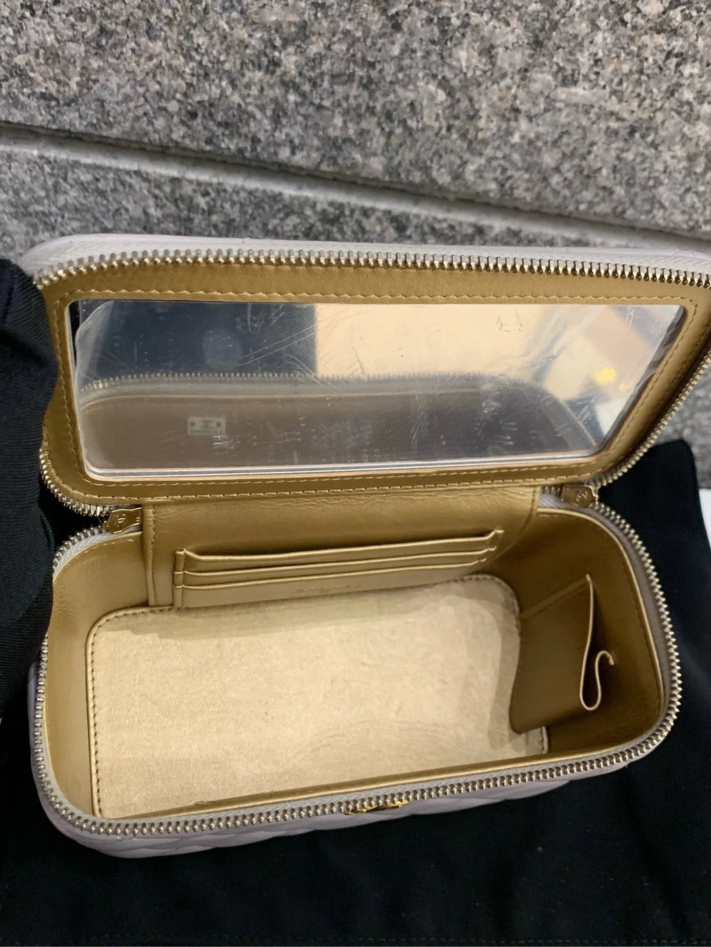 CHANEL Gray Lambskin Gold Ball Long Box Shoulder Bag Women