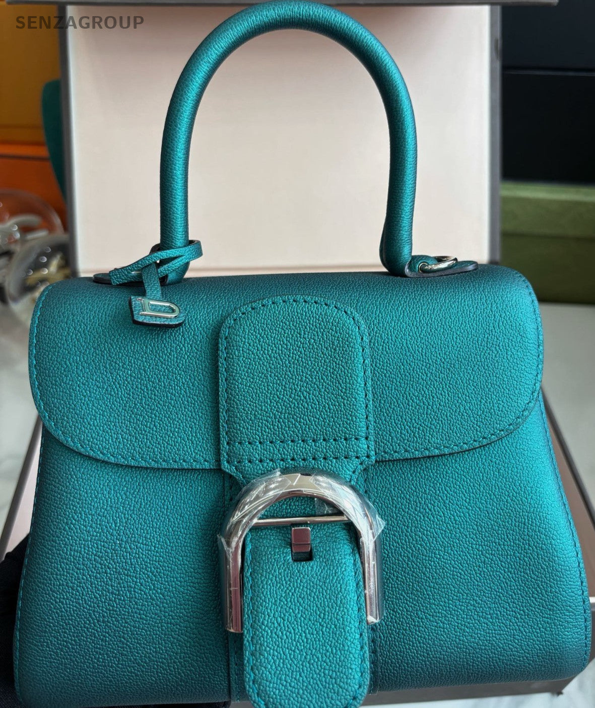 Delvaux mini Brilliant Peacock green Top Handle bag 2WAY Shoulder Women