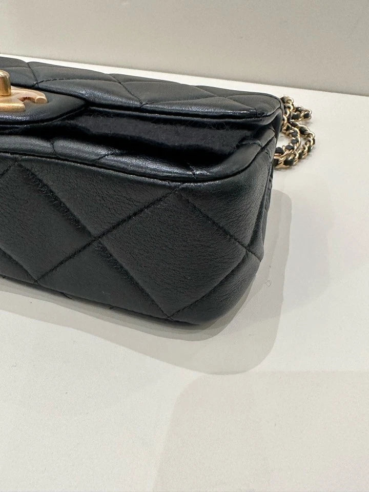 CHANEL Double Pearl Large Mini Crossbody Bag Black For Women