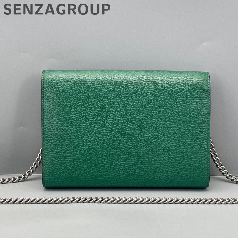 Gucci Dionysus WOC Chain Shoulder Crossbody Bag Green Silver Women Classic