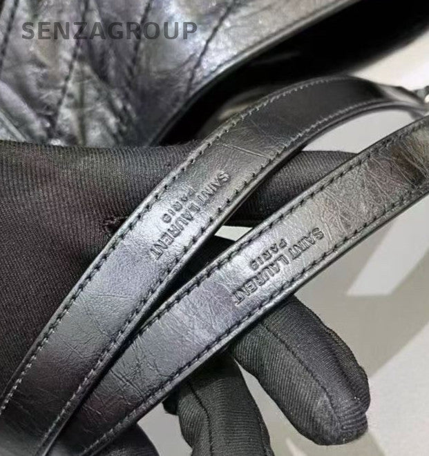 Saint Laurent Niki Chain Tote Shoulder Bag Black Silver Used Women Classic
