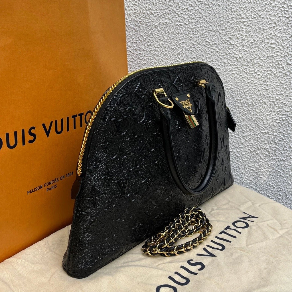 Louis Vuitton Moon Alma 2Way Top Handle Shoulder Bag Black Gold Women Classic